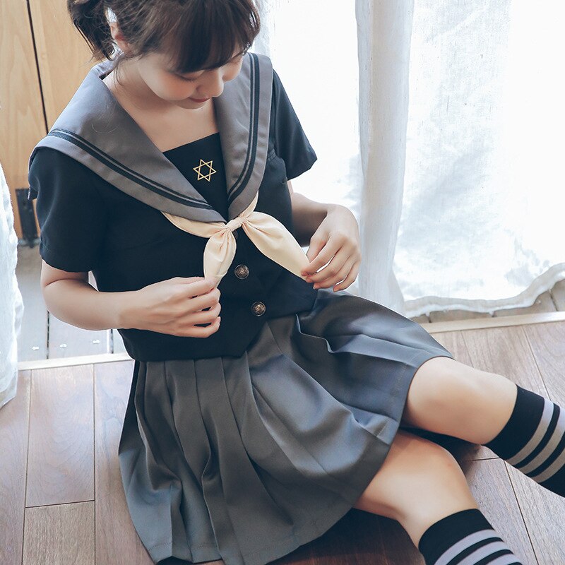 여름 일본 한국 스타일 소녀 학교 유니폼 헬 플리츠 스커트 아카데미 애니메이션 카와이 코스프레 의상 NC78